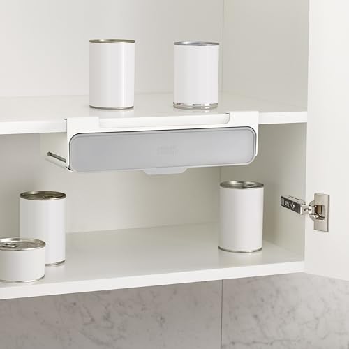 Joseph Joseph Spice Rack Organizer - Under-Shelf Kitchen Cabinet Storage Solution for Spices, Grey