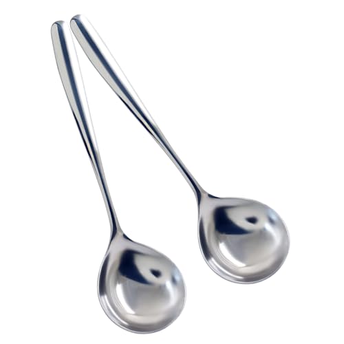 2 Pcs Gravy Ladle, 304 Stainless Steel Spoon Pouring Ladle for Sauces, Soup, Dressings, Kitchen, Serving, and Cooking (Silver)