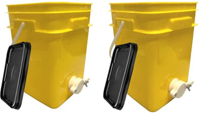 House Naturals Honey Food Grade 4 Gallon Square Bucket with Honey Gate for Beekeeping and Lid (Pack of 2) Made in USA