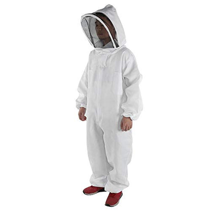 Adult Professional Bee Suit Full Body Beekeeping Suit with Long Sleeves Gloves and Removable Veiled Hat Anti Sting Protective Suit Halloween Costume Gardening Backyard Hooded - size: XL for Height:175-185cm