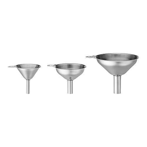 Fox Run Metal Kitchen Funnel Set, 3", 2", and 1.5" Stainless Steel Funnels - size: 3", 2", and 1.5" Set