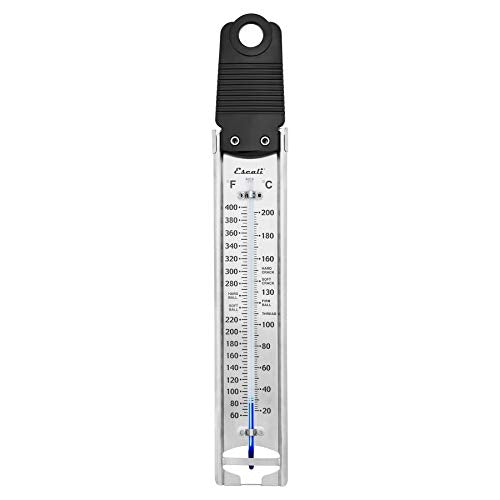 Escali Deep Fry Stainless Steel Paddle Candy Thermometer, Heat Resistant Handle, and Hand-Free Clip, Temperature Indications - style: Paddle