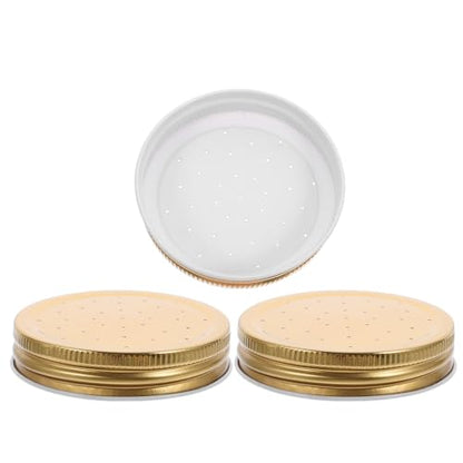 3pcs Bee Watering Device Lids for Beehive Feeders, Metal Bee Feeder Covers with Golden Finish, Easy to Use and Compatible with Beekeeping Equipment for Efficient Hive Watering