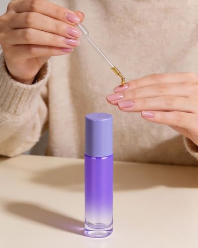 Worldgsb 12 Pack Essential Oil Roller Bottles, 10ml Refillable Glass Roller Bottles with Stainless Steel Roller Balls and Caps for Travel, Perfume and Lip Gloss Purple Gradient - color: Purple-Gradient, style: 12 Pack
