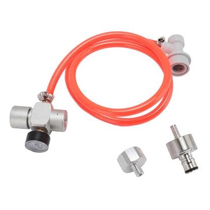 Omabeta 1PCS Mini Keg Regulator, Stainless Steel Automatic CO2 Pressure Regulator With 1m Red Hose For Homebrew Beer Coffee Soda Dispenser Outdoor Travel