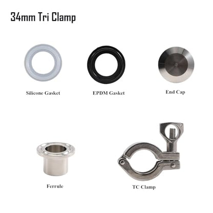 34mm Tri Clamp End Cap - Stainless Steel TC Parts for Homebrew Fermenters & Brew Kettles with Silicone Gasket(1pcs)(EPDM Gasket) - size: EPDM Gasket