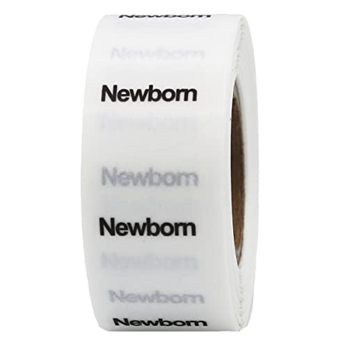 Clear Circle Newborn Clothing Size Stickers - 3/4 Inch Round, 500 Clear Plastic Adhesive Labels Per Roll for Retail Apparel, Baby Clothing Organization, and Inventory - Made in the USA - color: Newborn