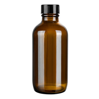 Restaurantware Vetri 4 Ounce Boston Glass Bottles, 24 Sample Bottles With Black Phenolic Caps - Dishwashable, Round, Amber Glass Bottle, For Potion, Juice, Ginger Shots, Whiskey, Liquids - color: Amber, size: 4 oz