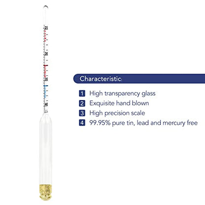 Circrane Maple Syrup Hydrometer with BRIX & Baume Scales, Density Meter for Sugar and Moisture Content