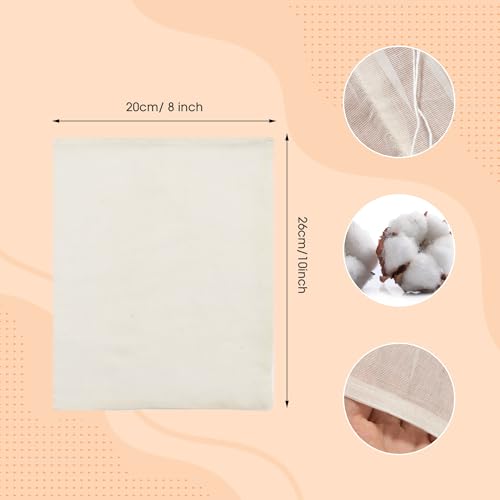 RAYNAG 12 Pack Reusable Soup Bags, Kitchen Spice Bags Cotton Mesh Strainer Cooking Pouches Simmer Pot Bags Sachet Pouch Cheesecloth Drawstring Bags for Spices Herbs Coffee Tea Brew,10 x 8 inch