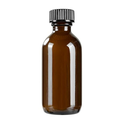 Restaurantware Vetri 2 Ounce Boston Glass Bottles, 48 Sample Bottles With Black Phenolic Caps - Dishwashable, Round, Amber Glass Bottle, For Potion, Juice, Ginger Shots, Whiskey, Liquids - color: Amber, size: 2 oz