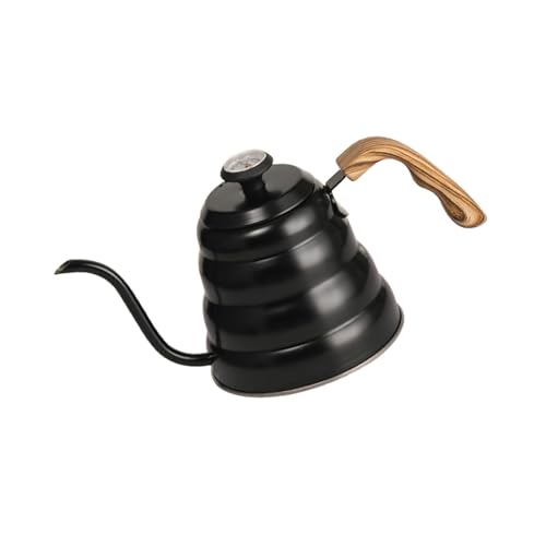 304 Stainless Steel Pouring Over Coffee Kettles with Thermometers and Wood Handle for Temperature Control Rustless Swanneck Coffeepot