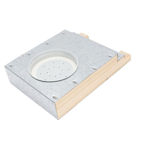 Pssopp Beehive Entrance Feeder Beehive Front Entrance Feeder Bee Wooden Aluminum Front with Untreated Wood for Inverted Glass Jar Easy Syrup Check