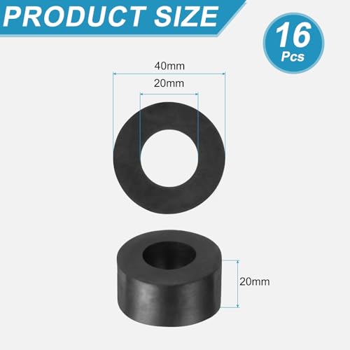 uxcell 16 Pcs Rubber Spacers 40mm OD x 20mm ID x 20mm Height Round Anti Vibration Spacer Rubber Bushing Grommets - size: 40mm OD x 20mm ID x 20mm Height