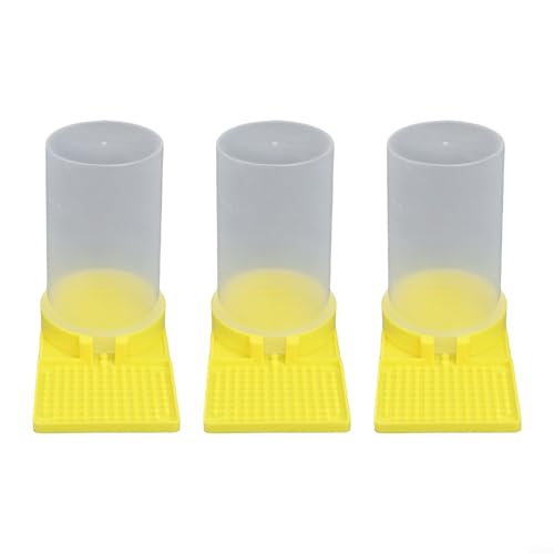 Bee Feeder 3 Pack Basin Drinker Hive Entrance Hydration Yellow Bee Drinking Tool Equipment Supports Colony Health Fill Refill Garden Wildlife 27x12x9cm