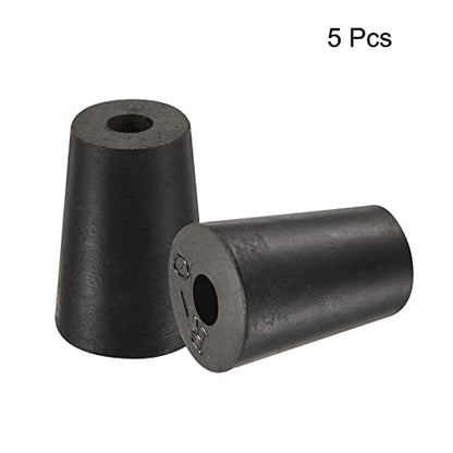 MECCANIXITY Rubber Tapered Plug 13mm to 17mm with Hole Test Tubes Bungs Stopper Black for Lab Home 5 Pieces - size: 13mm - 17mm