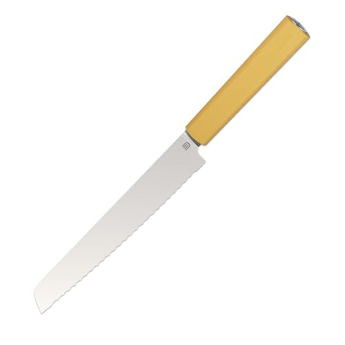 7.5" Serrated Bread Knife for Homemade Bread, AR-RPM9 Steel & Innovative Wavy Edge, Professional Serrated Knife for Sourdough Bread Cake, Gift for Baker Home Chefs - color: Pale Yellow, size: 7.5"