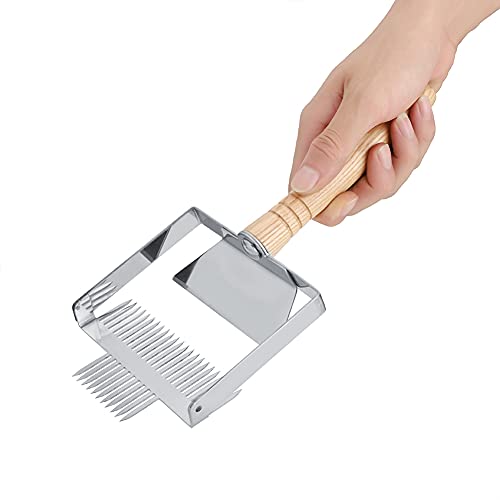 Beekeeping Uncapping Fork Tool – Stainless Steel Beehive Knife Scraper with Wooden Handle for Honey Harvesting Comb Uncapping