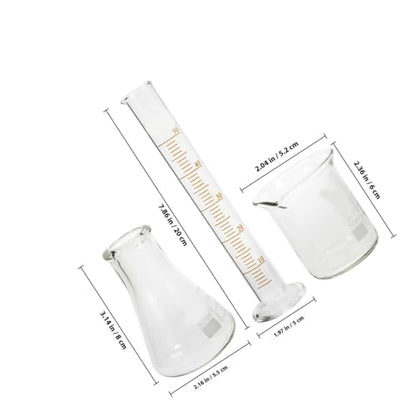 Cabilock 1set Laboratory Glassware Beaker Graduated Cylinder and Flask for Chemistry Experiments Accurate Measurements Borosilicate Glass for