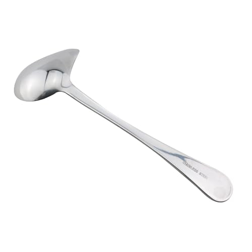 TAODAN Length 7.87 Inch Stainless Steel Gravy Ladle with Pouring Spout Hot Pot Cooking Spoon Home Kitchen Oil Spoon for Scooping Up Gravy and Sauces