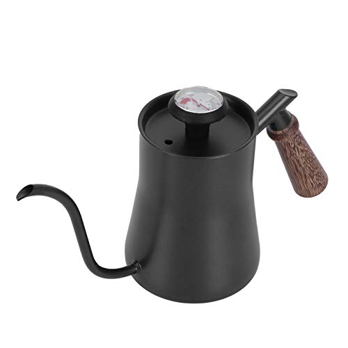 650ml Gooseneck Coffee Kettle Stainless Steel Pour Over Kettle with Thermometer Ergonomic Handle for Precise Brewing Tea Coffee (650ml black) - color: 650ml black