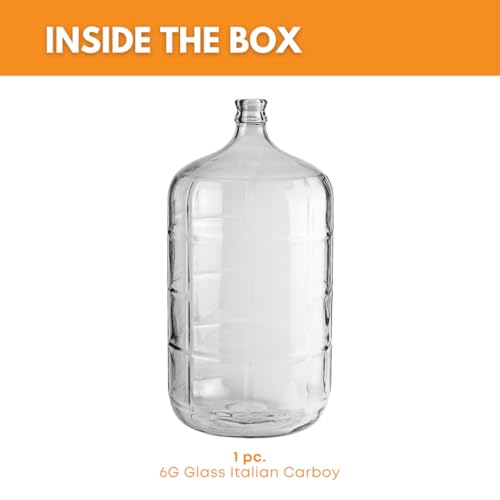 FastRack 6 Gallon Glass Carboy | Clear Fermenter for Wine & Beer | Italian Glass Carboy for Home Brewing, Fermentation Jar & Storage | Durable Wine Carboy & Fermenting Jug | #7 Stopper NOT INCLUDED
