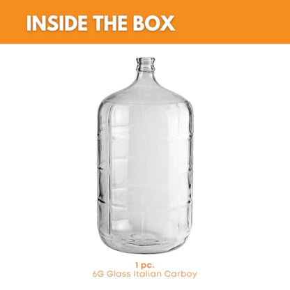 FastRack 6 Gallon Glass Carboy | Clear Fermenter for Wine & Beer | Italian Glass Carboy for Home Brewing, Fermentation Jar & Storage | Durable Wine Carboy & Fermenting Jug | #7 Stopper NOT INCLUDED