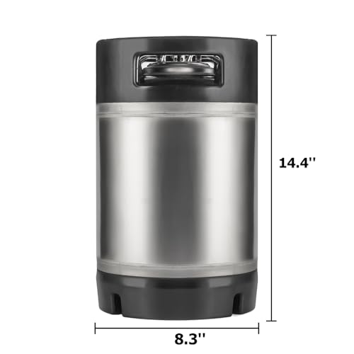 TMCRAFT New 2.5 Gallon Ball Lock Keg, Stainless Steel Beer Keg with Dual Rubber Handle for Home Brew- 2 Pack