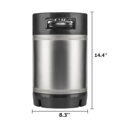 TMCRAFT New 2.5 Gallon Ball Lock Keg, Stainless Steel Beer Keg with Dual Rubber Handle for Home Brew- 2 Pack
