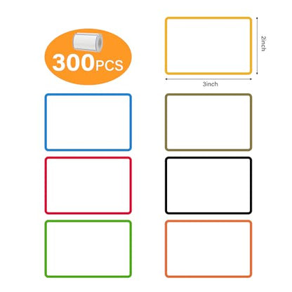 300 Pcs 2×3 Inch Blank Removable Freezer Labels, Waterproof, Oil & Tear Resistant, No Residue Writable Stickers for Food Containers, Jars, Pantry and Meal Prep (Bright) - color: Bright