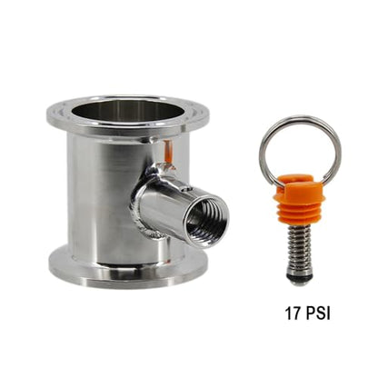 1.5 Inch Tri Clamp Pressure Relief Valve (PRV) Tube, 304 Stainless Steel, 17/35 PSI, for Homebrew Dry Hopper & Conical Fermenter, 1pc(17 psi)