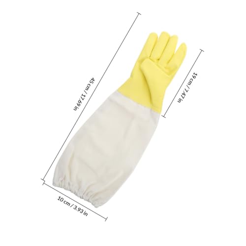 NUOBESTY 1 Pair Heavy Duty Beekeeping Gloves with Extended Sleeve Protection, Sturdy Pu and Canvas Material, Ventilated Design for Beekeepers, for Beekeeping and Gardening Outdoor Work