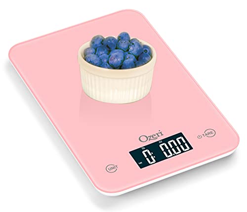 Ozeri Touch Professional Digital Kitchen Scale (12 lbs Edition) in Tempered Glass - color: Crystal Rose