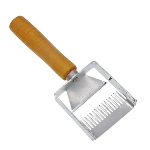 2 in 1 Beekeeping Uncapping Tool, Stainless Steel Honey Scraper Fork with Wood Handle, Adjustable Tine Comb Scraper for Frame Wax Cap Removal (Multi Functional)