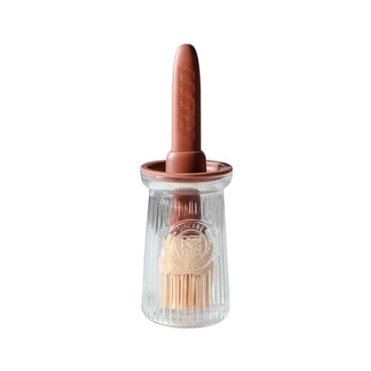 Oil Dispenser with Brush - Glass Olive Oil Dispenser for Kitchen, 3 IN 1 Oil Dispenser Bottle with Silicone Basting Brush for Cooking Vinegar Sauce BBQ Grill Frying (Brown) - color: Brown, style: 1 Pack