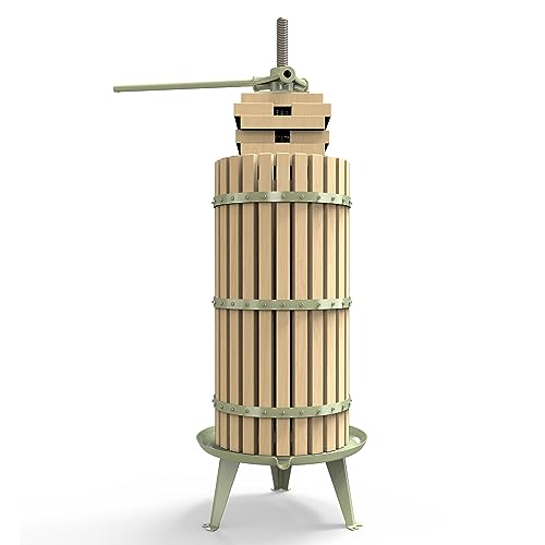 7.9 Gallon Green Fruit and Wine Press, Manual Cider Juice Maker with Solid Beech Wood Basket & Heavy-Duty Stand for Apples, Grapes, Berries - color: Green, size: 7.9 Gallon