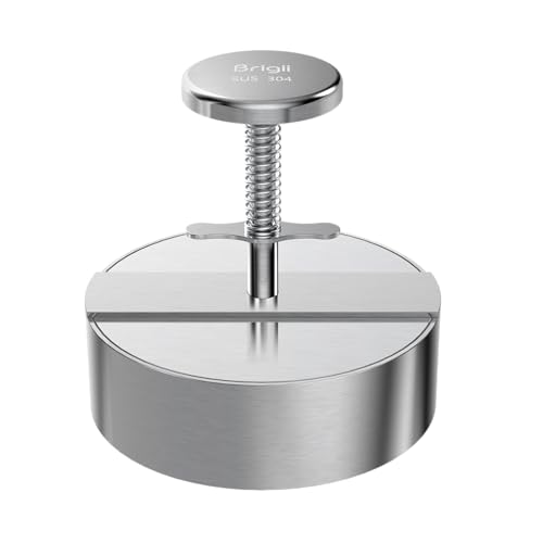 Brigii 304 Stainless Steel Burger Press,Hamburger Patty Maker, Heavy Duty Stainless Steel Burger Press for Ground Beef, Burgers (Dishwasher Safe) (BP01 PRO-5.5") - style: BP01 PRO-5.5"