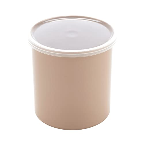 G.E.T. CR-0120-T-EC Round Food Storage Crock w/ Lid, 1.2 Quart, Tan (Set of 4) - color: Tan, size: 1.2 quart, style: Set of 4