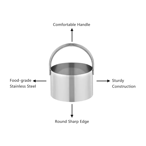 5 Pack Cookie Cutters, Round Metal Biscuit Cutter with Handle, Stainless Steel Circle Baking Tools for Dough Pastry and Cake, Dishwasher Safe