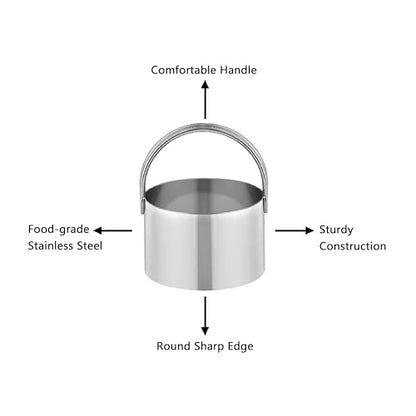 5 Pack Cookie Cutters, Round Metal Biscuit Cutter with Handle, Stainless Steel Circle Baking Tools for Dough Pastry and Cake, Dishwasher Safe