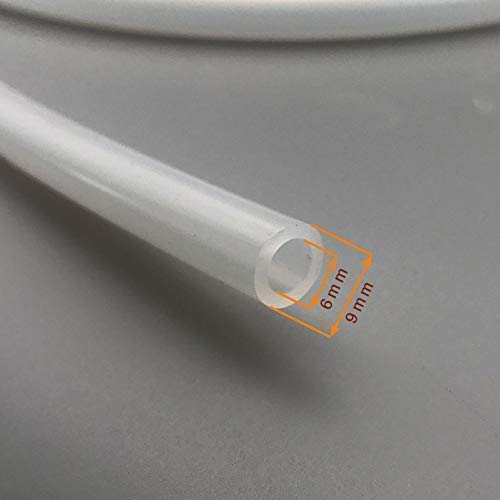 6mm x 9mm Silicone Tubing, High Temp Food Grade Tube, Hose, Pipe, Length 2.5m (8.2ft) - color: 6mm x 9mm