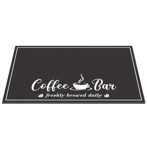 CooRug Absorbent Coffee Mat, Fashion Dish Drying Mat for Kitchen Counter Coffee Bar Accessories Espresso Machine Dish Rack 16" x 24" Black - size: 16" x 24"