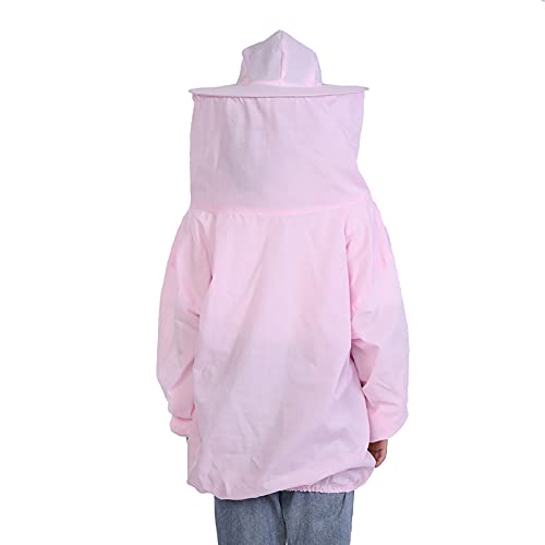 Professional Beekeeping Protective Jacket Suit for Beekeepers, Round Hat Veil with Net, Elastic Waist & Cuffs, Polyester, Blue or (Pink)