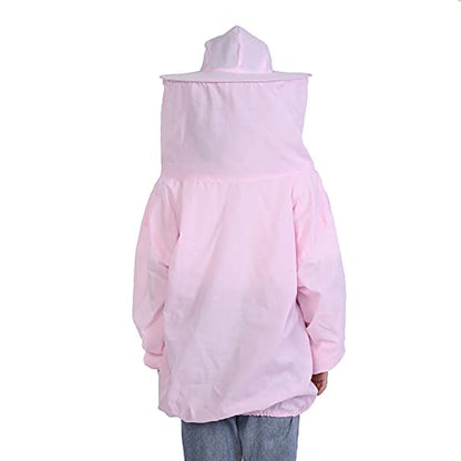 Professional Beekeeping Protective Jacket Suit for Beekeepers, Round Hat Veil with Net, Elastic Waist & Cuffs, Polyester, Blue or (Pink)