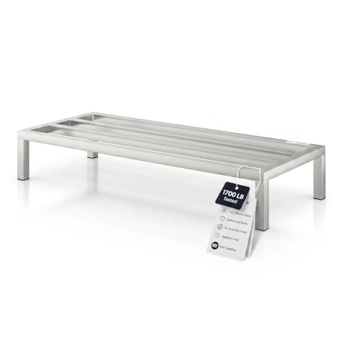48" x 20" x 8" Aluminum Dunnage Rack – Heavy Duty Floor Storage Stand, NSF for Commercial Use - size: 48"W x 20"D x 8"H