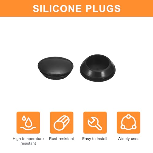 Uxcell 8Pcs Silicone Rubber Round Snap-in Locking Plugs for 28-30mm Holes, Waterproof Stoppers for Metal Tube, Furniture End Caps Inserts, Black - size: 28-30mm