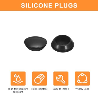 Uxcell 8Pcs Silicone Rubber Round Snap-in Locking Plugs for 28-30mm Holes, Waterproof Stoppers for Metal Tube, Furniture End Caps Inserts, Black - size: 28-30mm