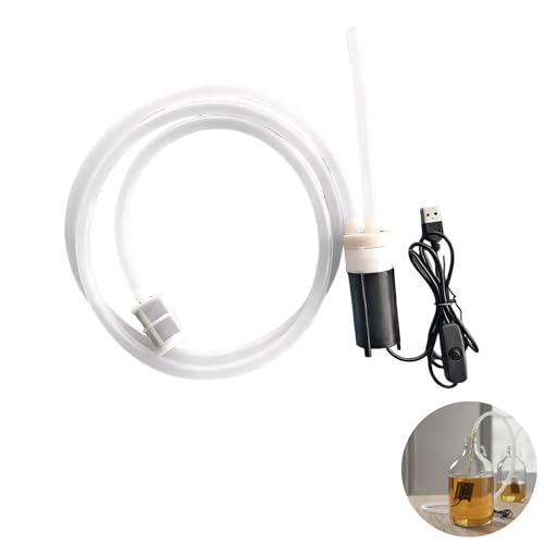Electric Wine Pump with USB Power, Auto-Siphoning Brew Device, 3.3 Ft Hose, One-Button Operation, 3.9 X 1.4 in, for Home Brewing