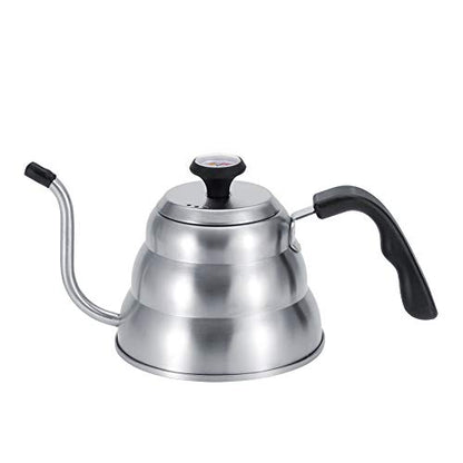 Stainless Steel Coffee Kettle with Gooseneck Spout Built in Thermometer Accuracy Pouring for Perfect Brew(1L-Silver) - size: 1L