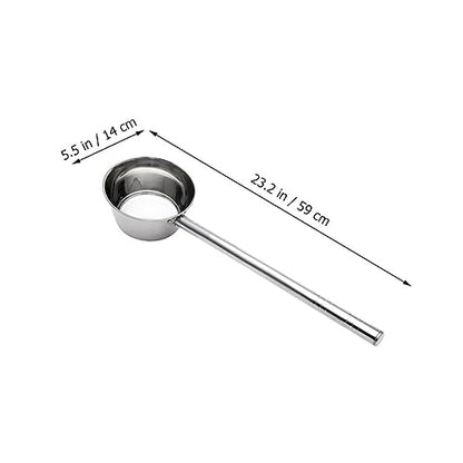 Cabilock Ergonomic Long Spoon for Stirring Stainless Steel Ladle Handle for Cooking Kitchen Gadget for Soup and Water - size: 59X14CM